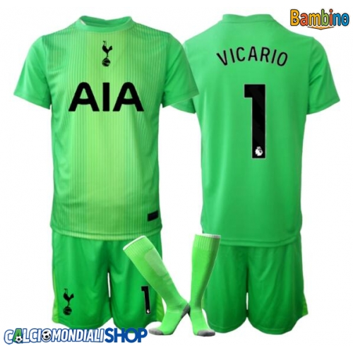 Maglie da calcio Tottenham Hotspur Guglielmo Vicario #1 Portiere Prima Maglia Bambino 2025-26 Manica Corta + Pantaloni corti)